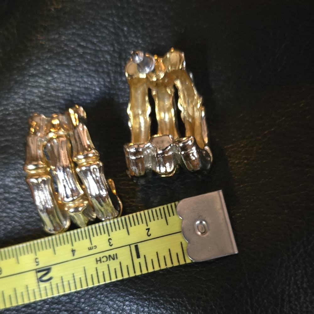 Bamboo Vintage silver & gold earrings - Picture 6 of 6